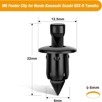 50 Pcs M6 Fender Clip Retainer Bumper Nylon Push Rivet Pins Bolt Motorcycle Hardware (2005-6SRIV) for Honda Kawasaki Suzuki GSX-R Yamaha YZF R1 R6 ATV Moto Car